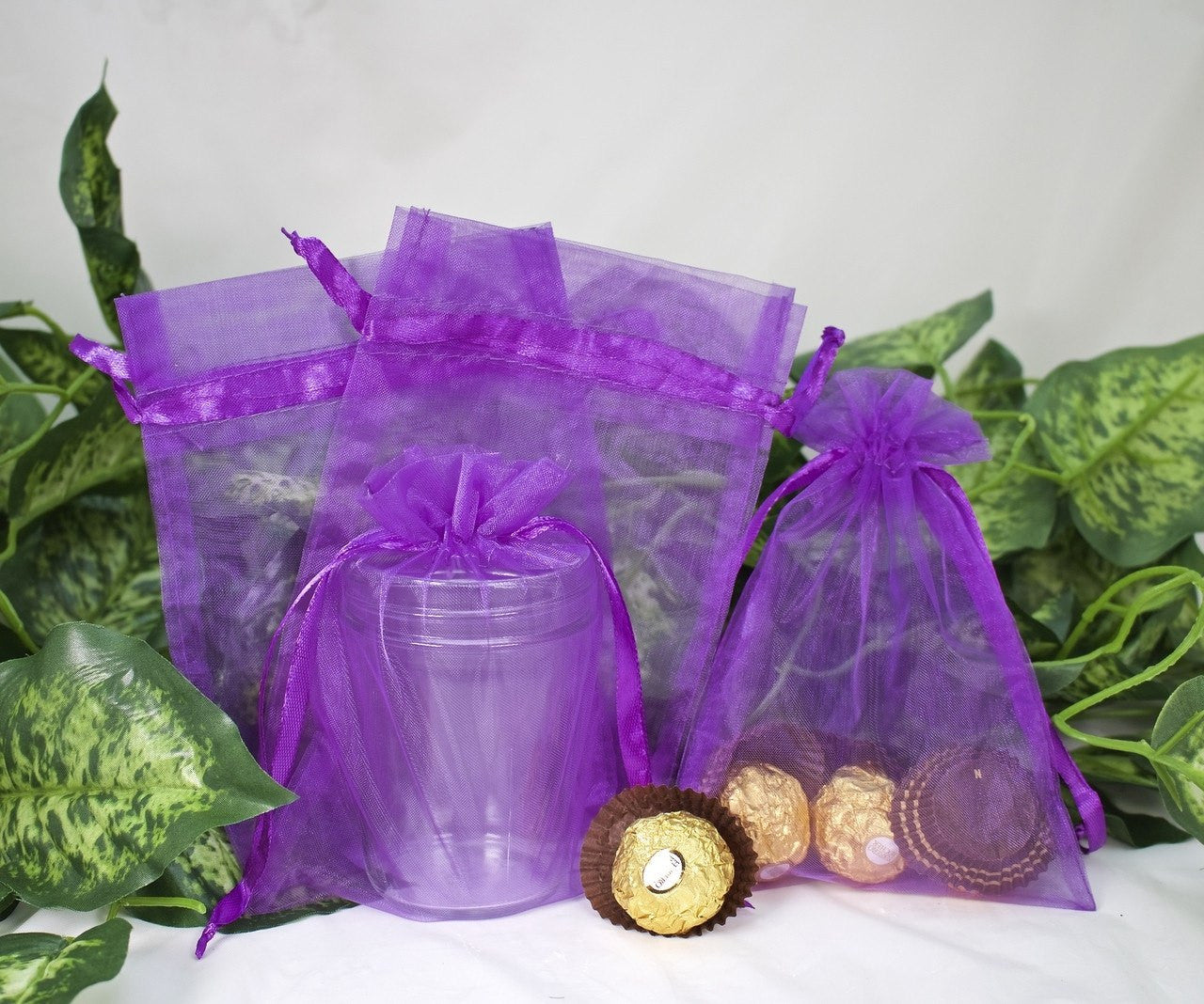 12 pcs-Purple Organza Pouches 5" x 7"