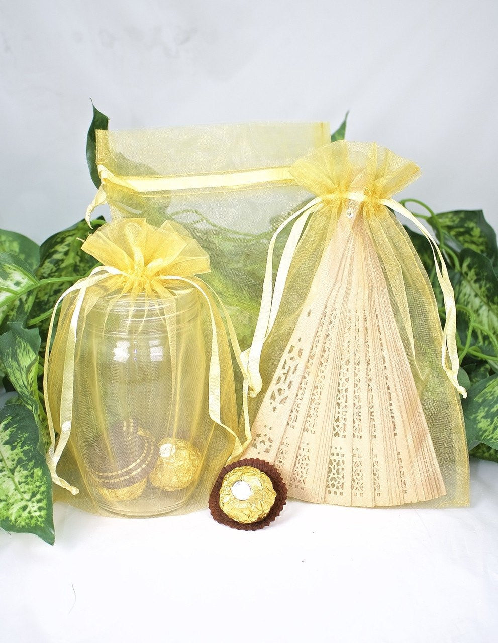 12 pcs-Daffodil Organza Pouches 6" x 9"