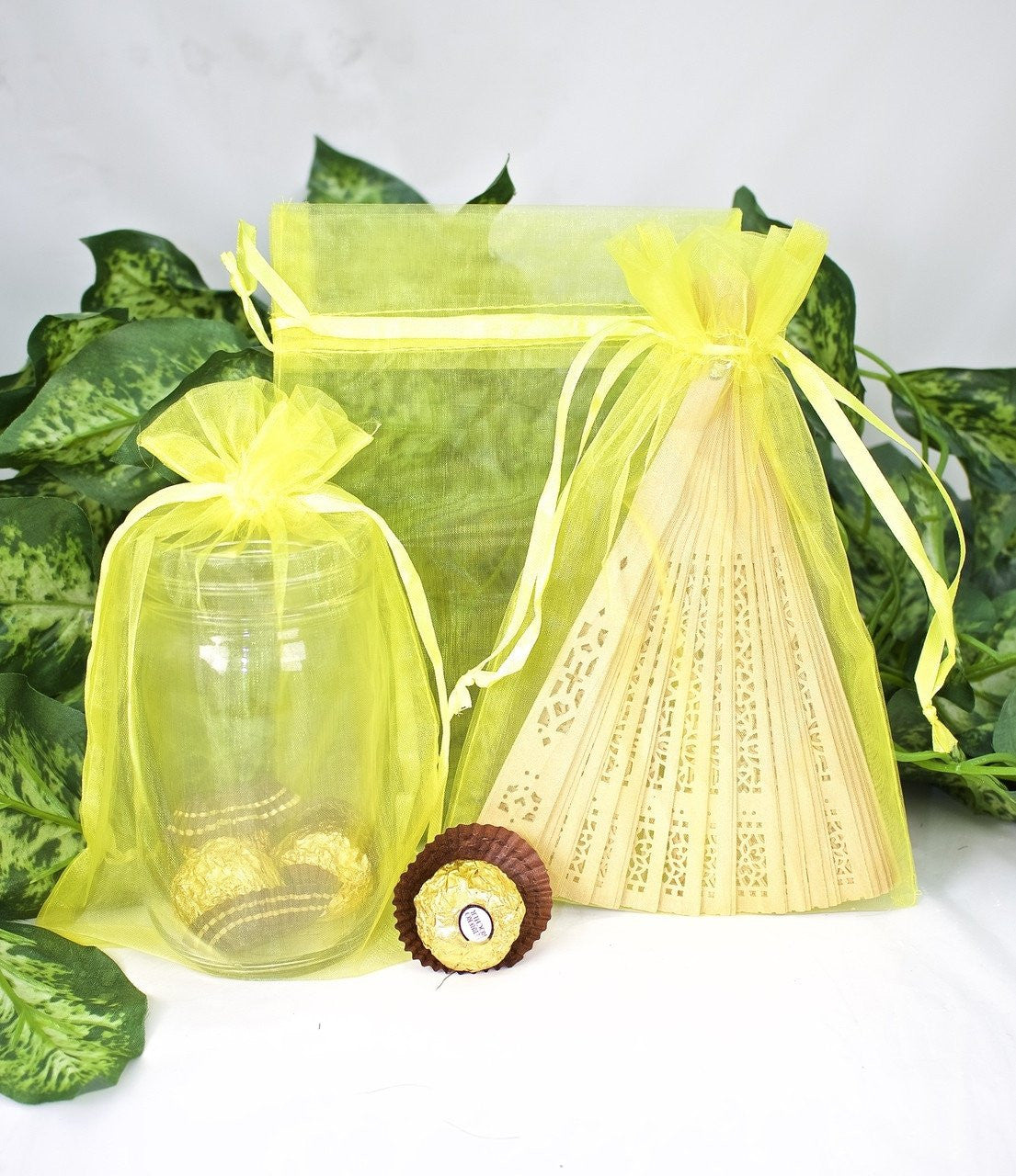 12 pcs-Yellow Organza Pouches 6" x 9"