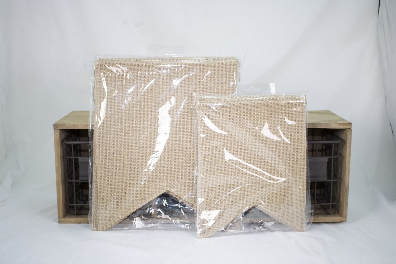 6 pcs-Burlap Flag Banner (7.5" & 10")