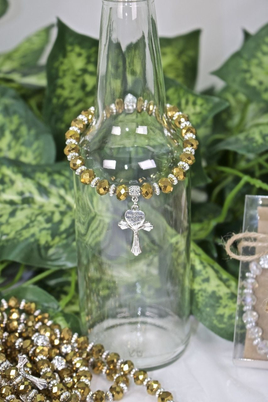 12 pcs-Beaded Rosaries Gold