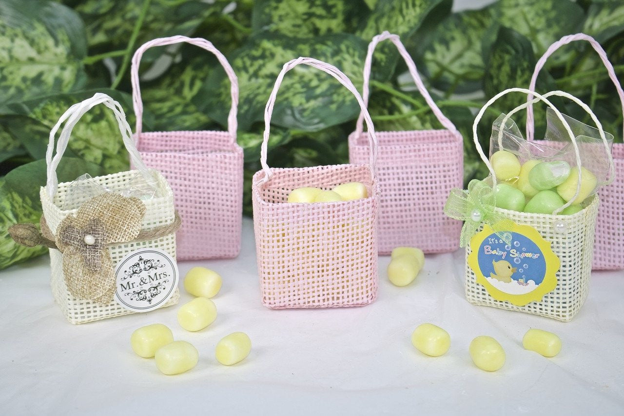 12 pcs- Pink Square Tote Bag w/out bow