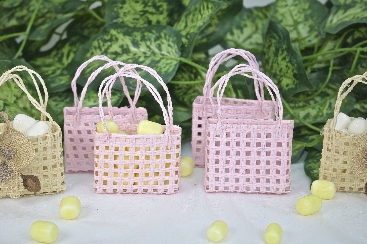 12 pcs-Checkered Square Tote Favor Bags