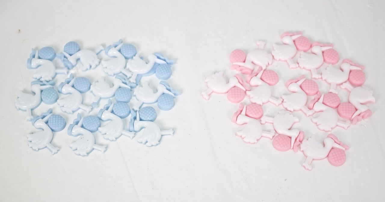 12 pcs-Plastic Storks (Blue)