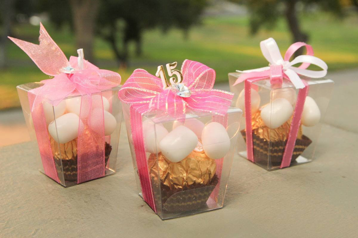 Quinceaneara Trapezoid Chocolate Candy Clear Boxes