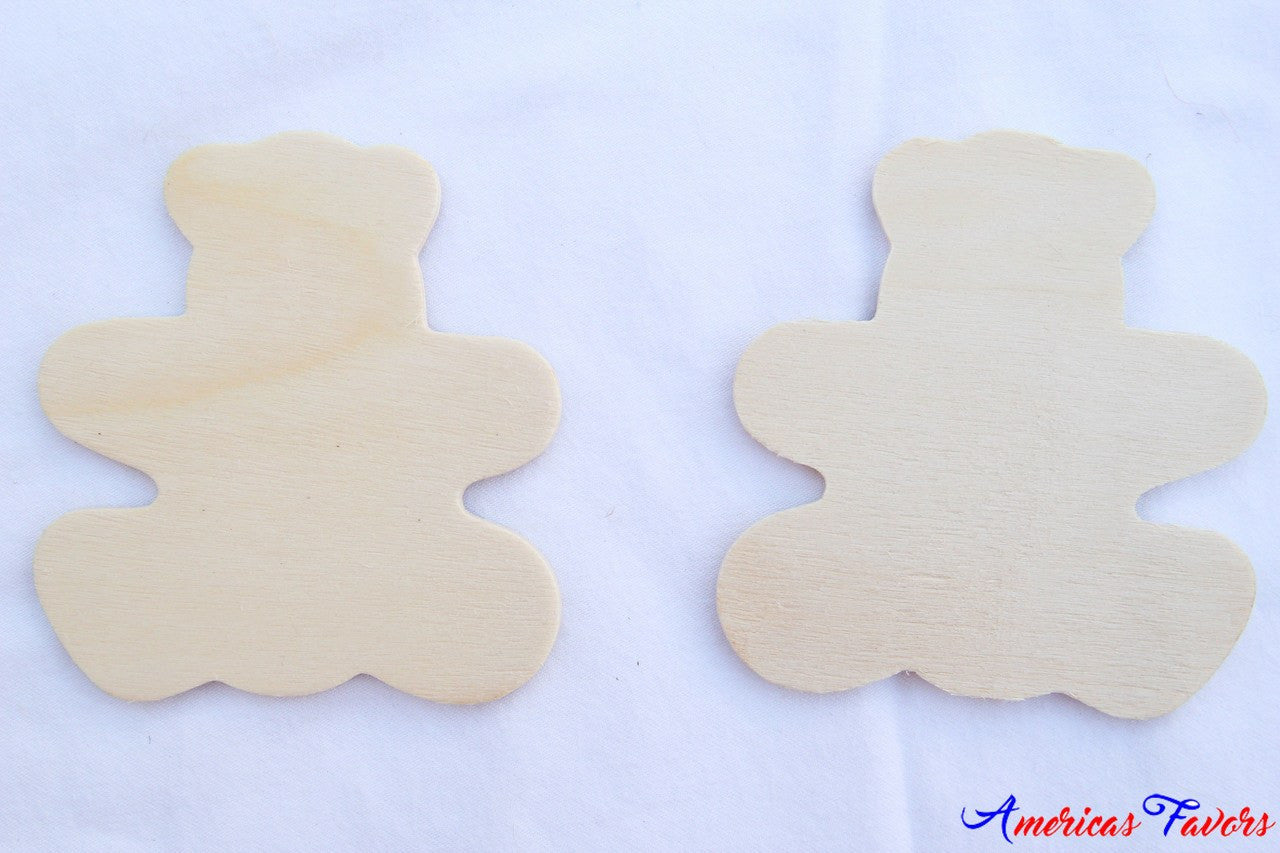 12 pcs- 3.25" Flat Wood Bear