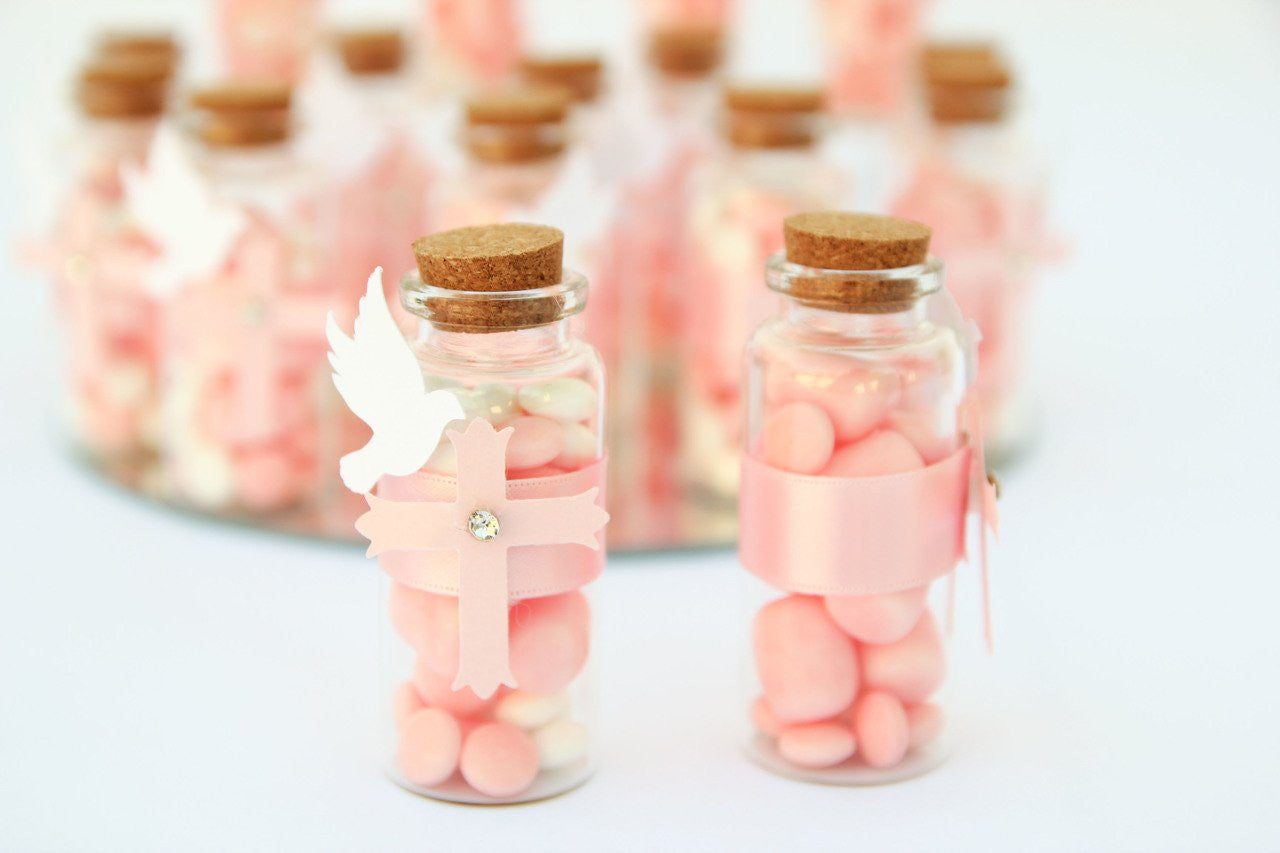 1 pc-Dove & Cross Communion Glass Bottle (Pink)