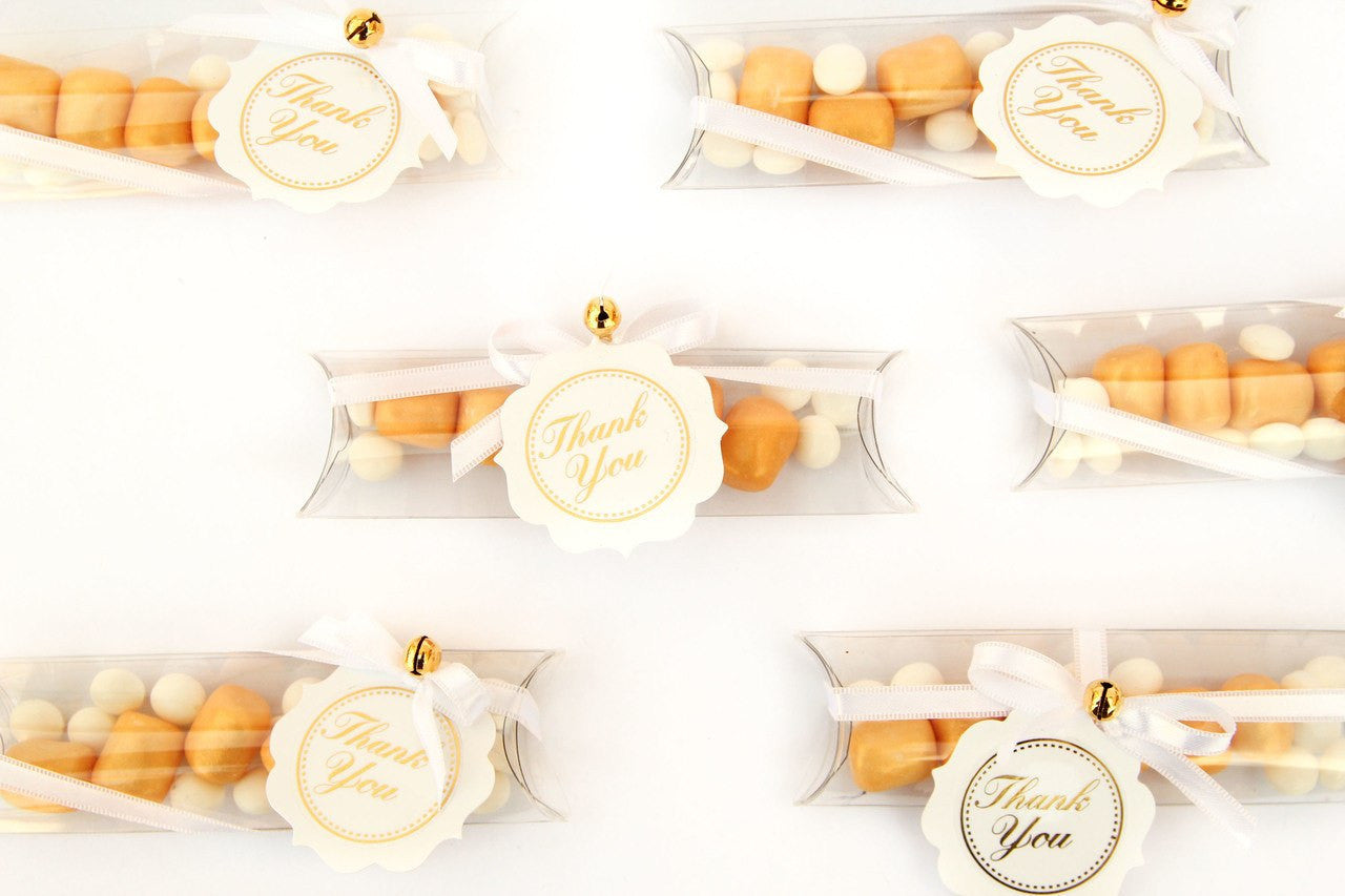 1 pc- 4.25" Clear Pillow Almond Box with Marshmallow Candy