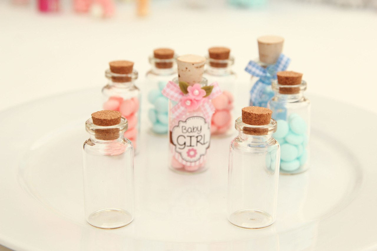 12 pcs-Glass Cork Bottles (Multiple Sizes)