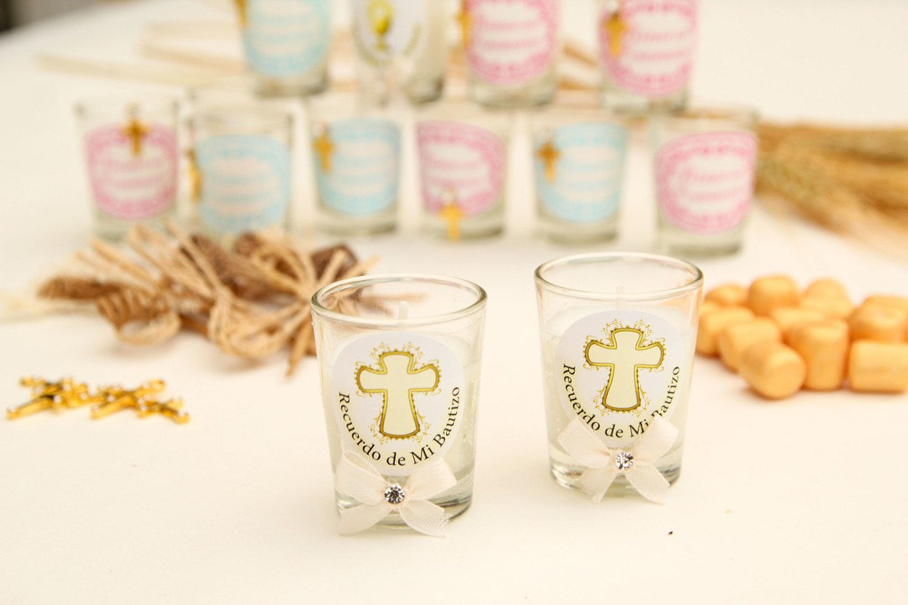 Rdo. de mi Bautizo Glass Candle Holder & Candle