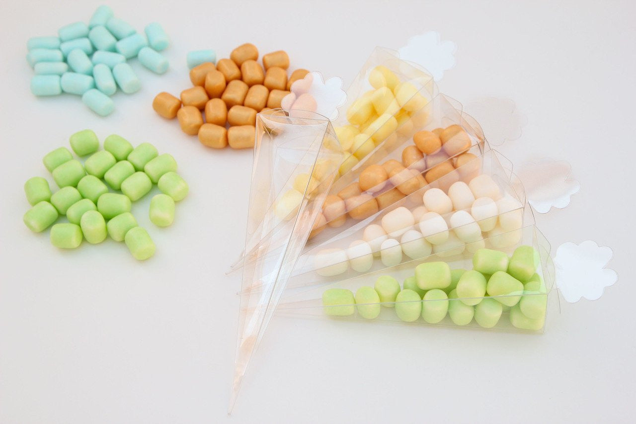 12 pcs-Transpararent Cone Favor Box