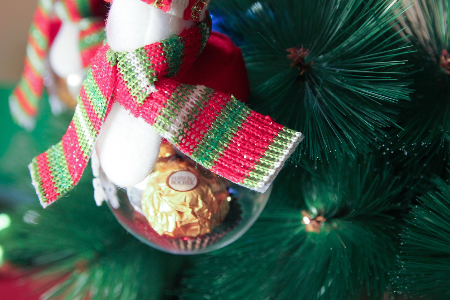 Christmas Snowman with Knitted Beanie Treat/Candy Container