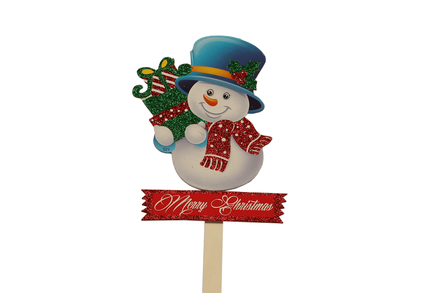 Christmas Snowman with Presents "Merry Christmas" Pick