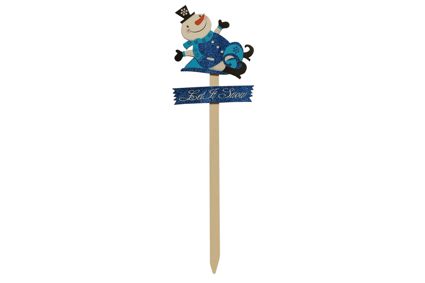 Christmas Snowman with Sled "Let It Snow" Pick