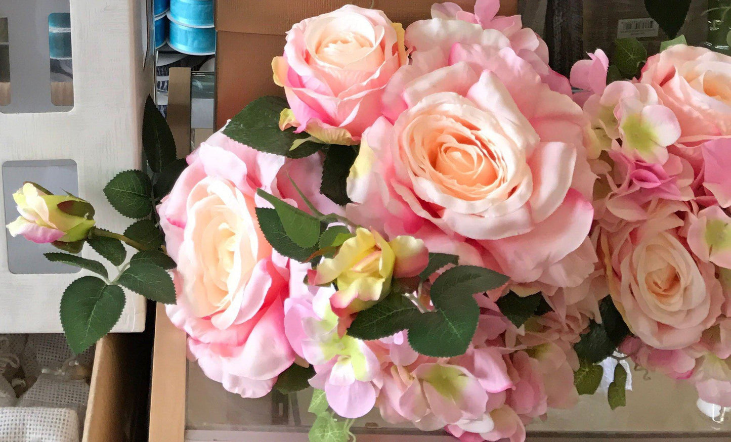 Artificial Flowers Two Tone with Stems & Leaves