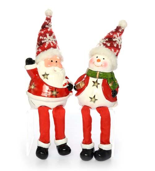 Christmas Santa & Snowman Ceramic Decoration (1 piece)