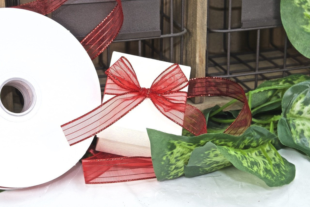 50 yards-Red Corsage Ribbon (3/8" & 5/8")