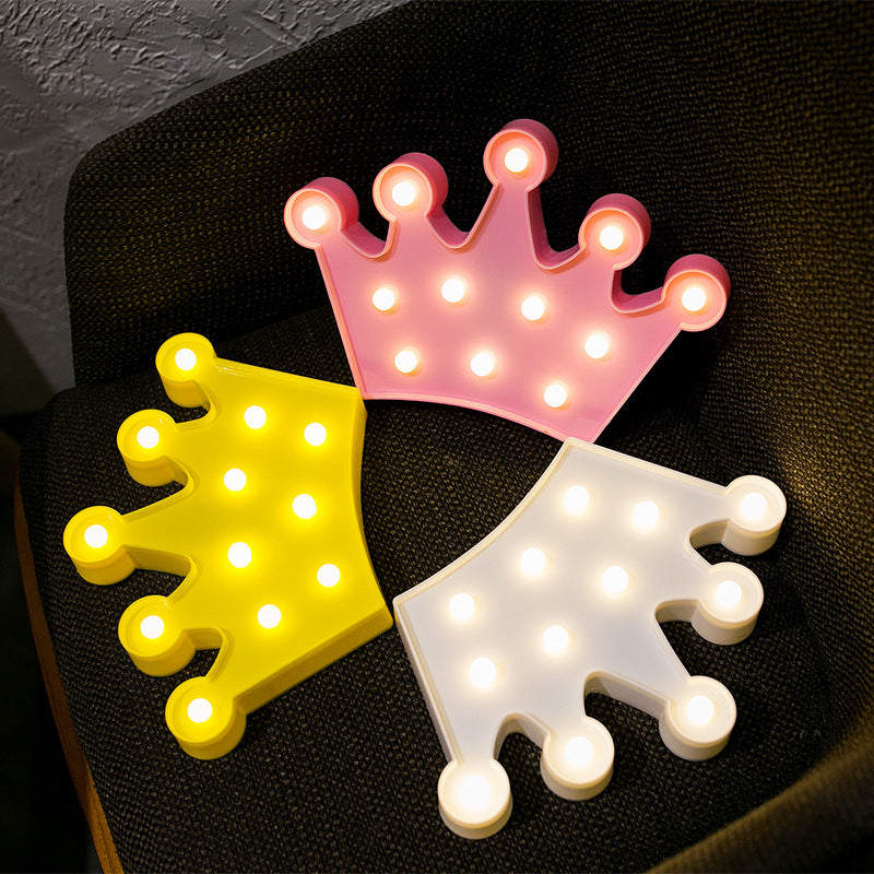 LED 5 Pt. Crown for Home Decor, Walls, Room, Desk & Backdrops (Blue,Yellow,White,Pink) Battery Operated