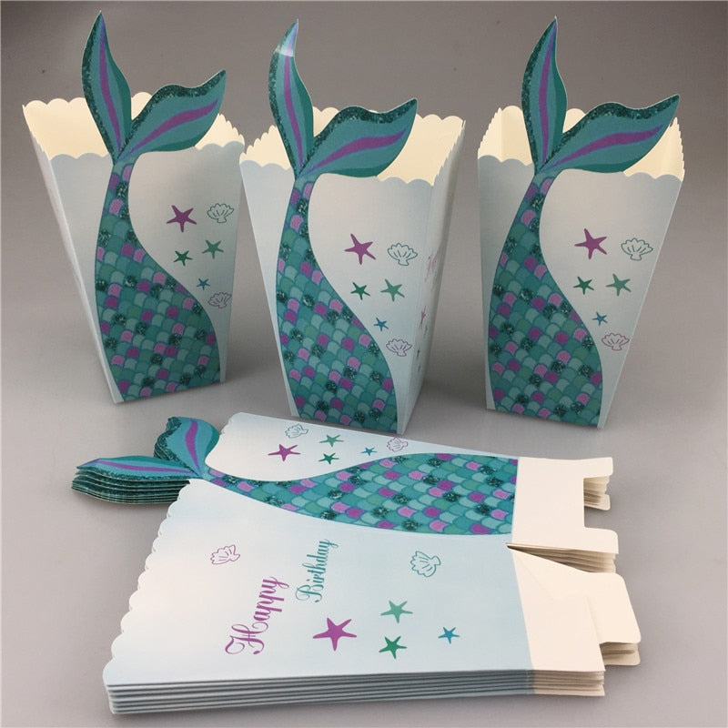 Mermaid Under The Sea Popcorn Boxes Party Favors Boxes (12 pcs)