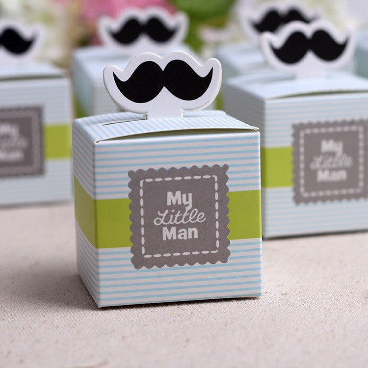 2" x 2" Cute My little Man Mustache Baby Shower Favors Box (12 pieces) - Americasfavors