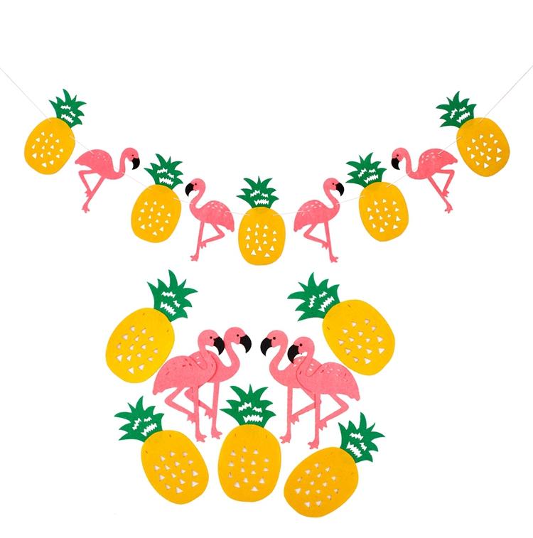 1 Ct- Flamingo, Pineapple & Leaves Tropical Theme Party Banner Decoration