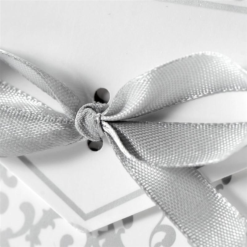 Silver Wedding Favor Envelope Bag with Ribbon (50 Pcs)