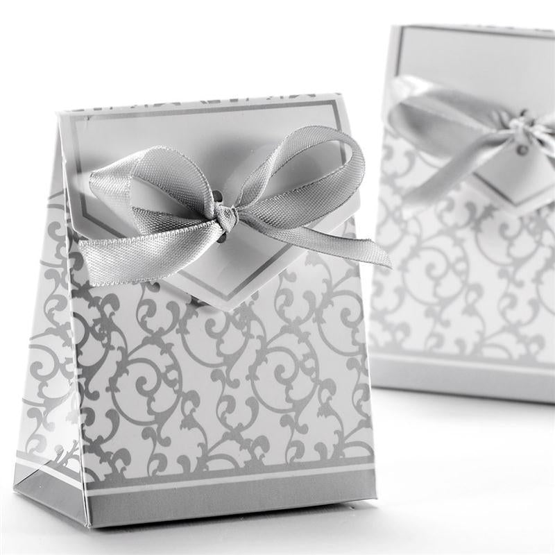 Silver Wedding Favor Envelope Bag with Ribbon (50 Pcs)