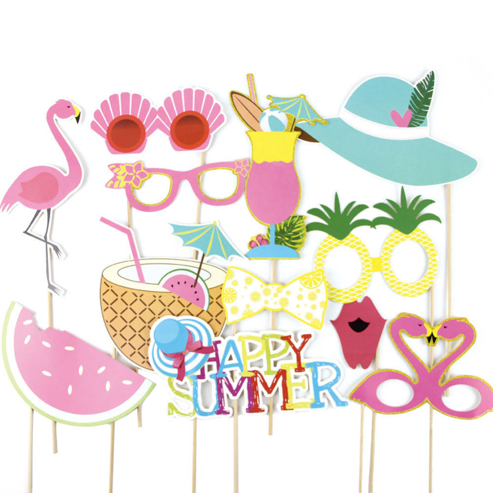 Tropical/Hawaiian/Luau Party Banner, Cupcake Toppers, Fans, Photo Booth Props & Tassels (31 pieces Set)