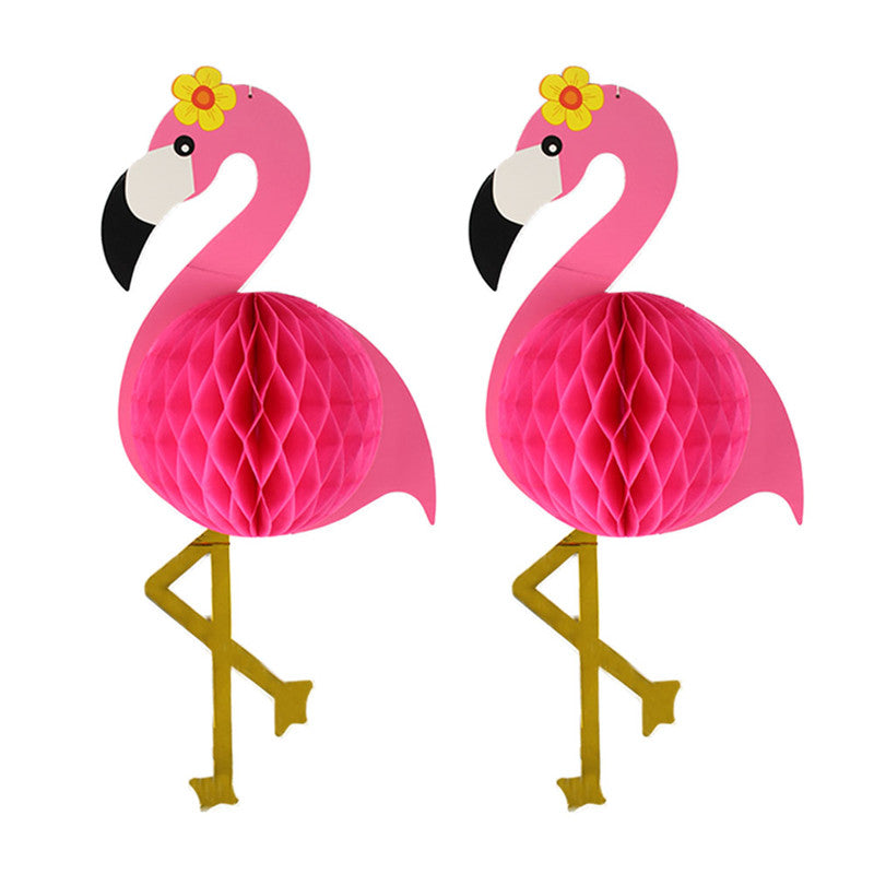 2 pcs - Tropical Pink Flamingo Honeycomb Ball