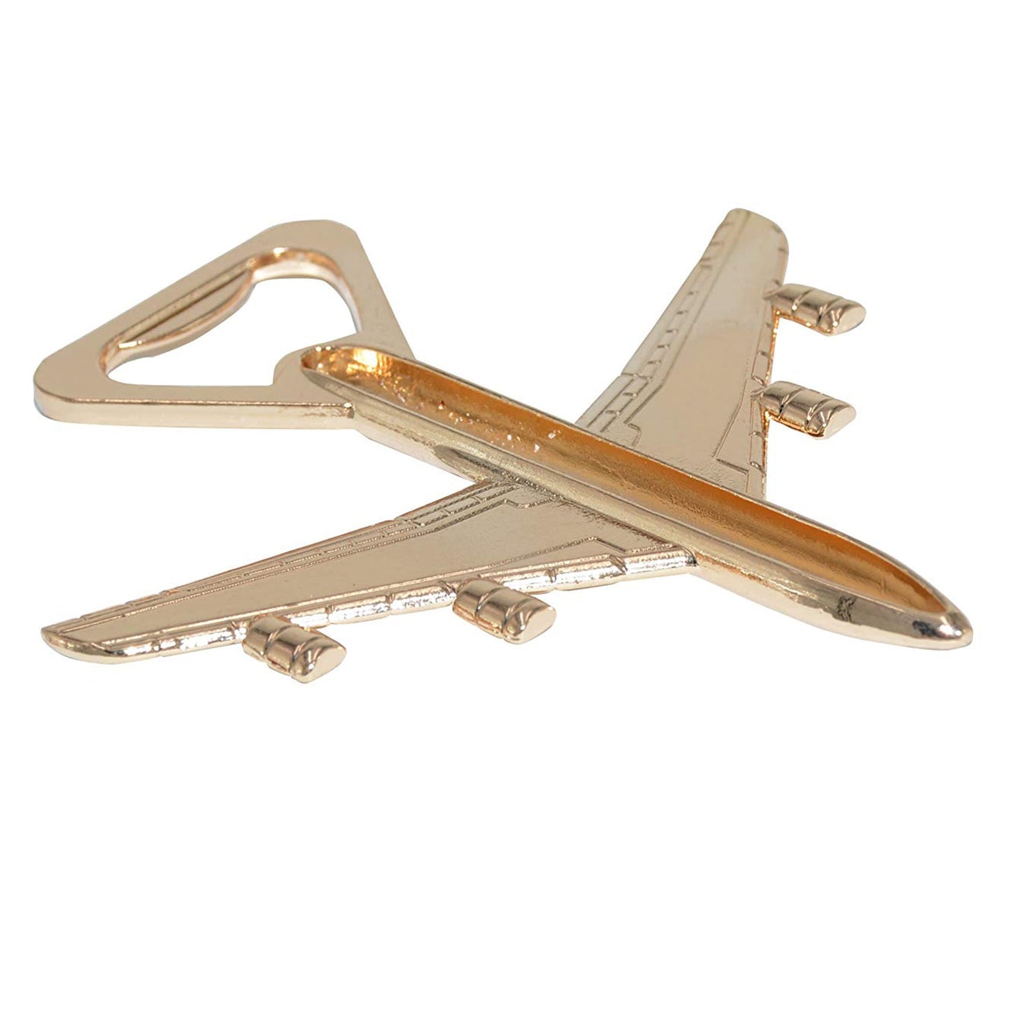 12 Gold Airplane Beer/Wine Bottle Opener Favors