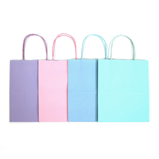 12 pcs- Assorted Pastel Color Kraft Bags 5" x 8.25"