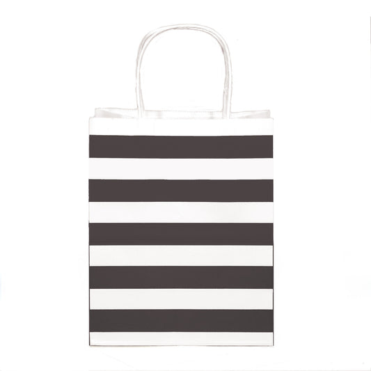 12 pcs- Stripe Black Kraft Bag 8" x 10"