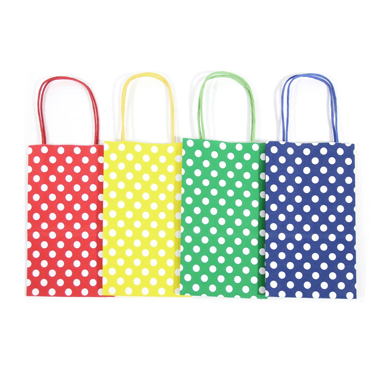 12 pcs- Polka Dots Assorted Primary Color Kraft Bags 5" x 8.25"