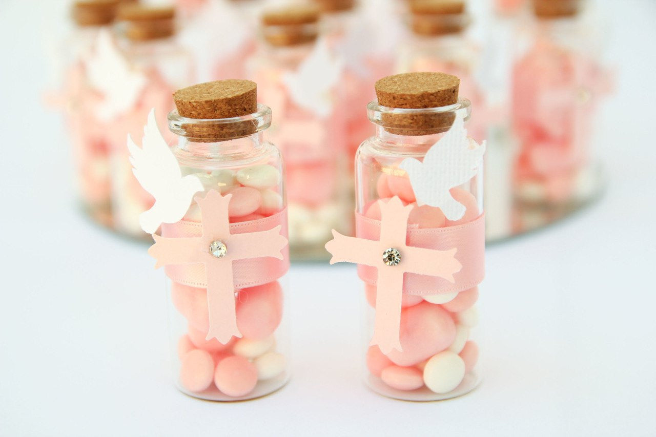 1 pc-Dove & Cross Communion Glass Bottle (Pink)