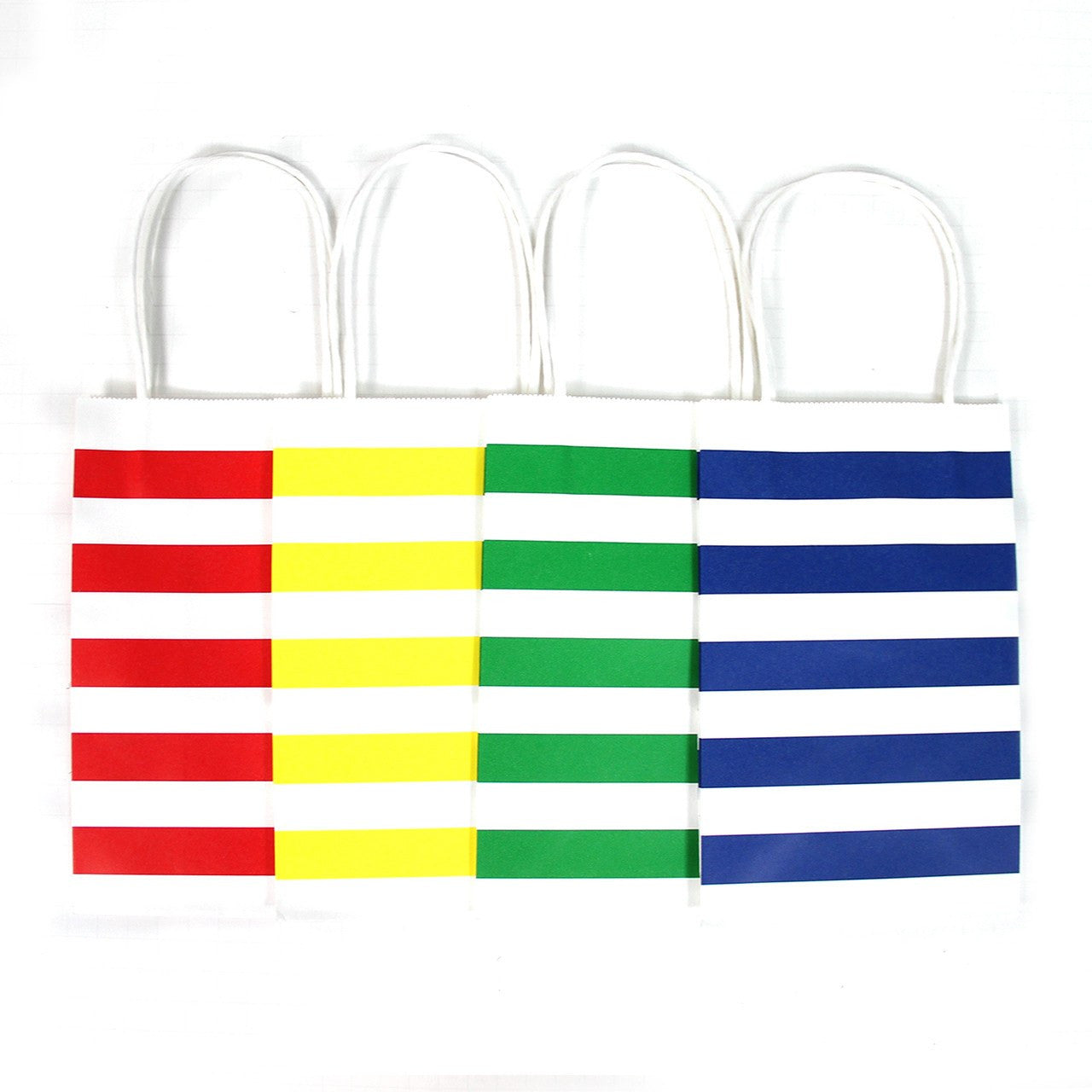 12 pcs- Stripe Assorted Primary Color Kraft Bags 8" x 10"