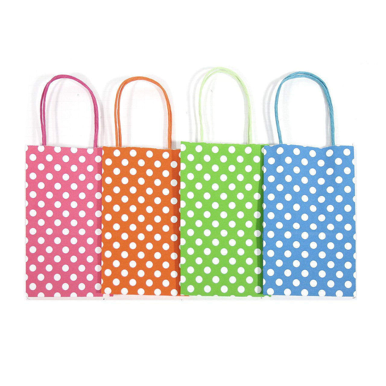 12 pcs- Polka Dots Assorted Neon Color Kraft Bag 8" x 10"