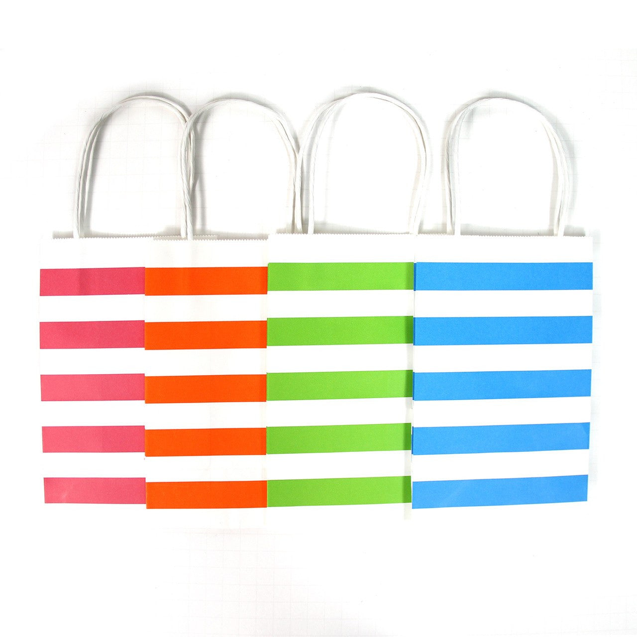 12 pcs- Stripe Assorted Neon Color Kraft Bag 8" x 10"