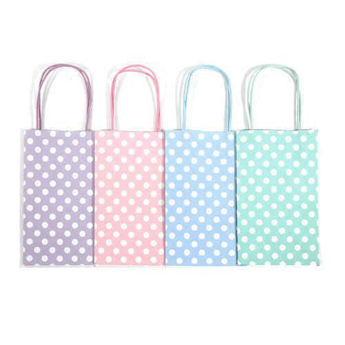 12 pcs- Polka Dots Assorted Pastel Color Kraft Bags 8" x 10"