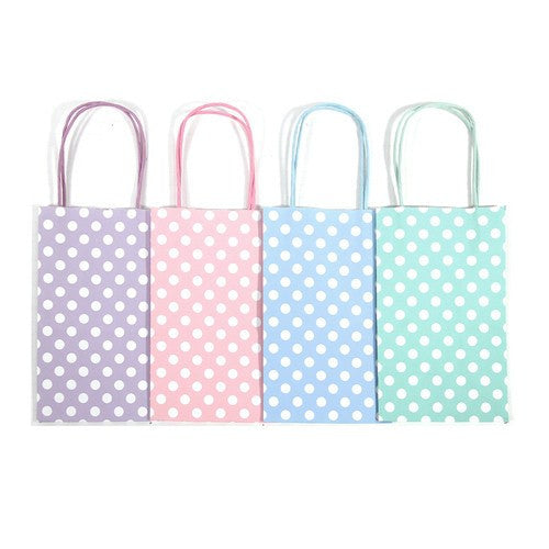 12 pcs- Polka Dots Assorted Pastel Color Kraft Bags 5" x 8.25"
