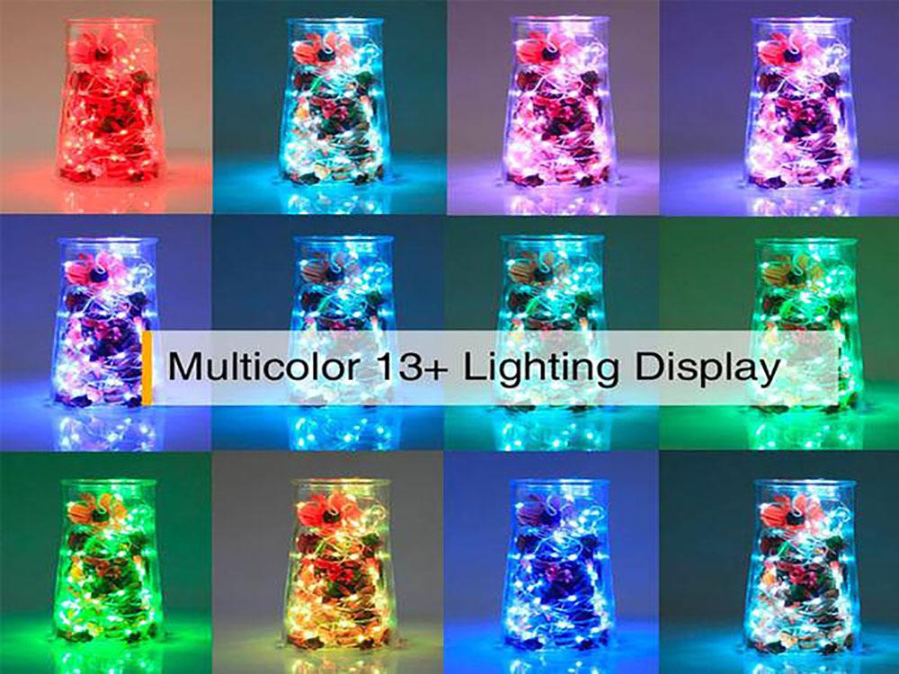 13 Multi Color LED String Lights,Battery Powered Changing String Lights With Remote,50 leds Indoor Decorative Silver Wire Lights for Bedroom, Patio,Outdoor Garden & Stroller