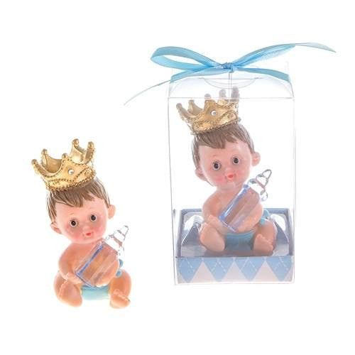 1 pc-Blue Crown Baby with  Bottle Poly Resin