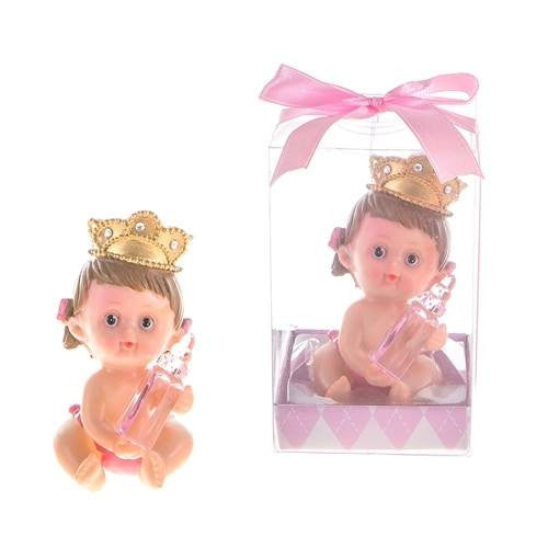 1 pc- Baby Pink Crown with Bottle Poly Resin