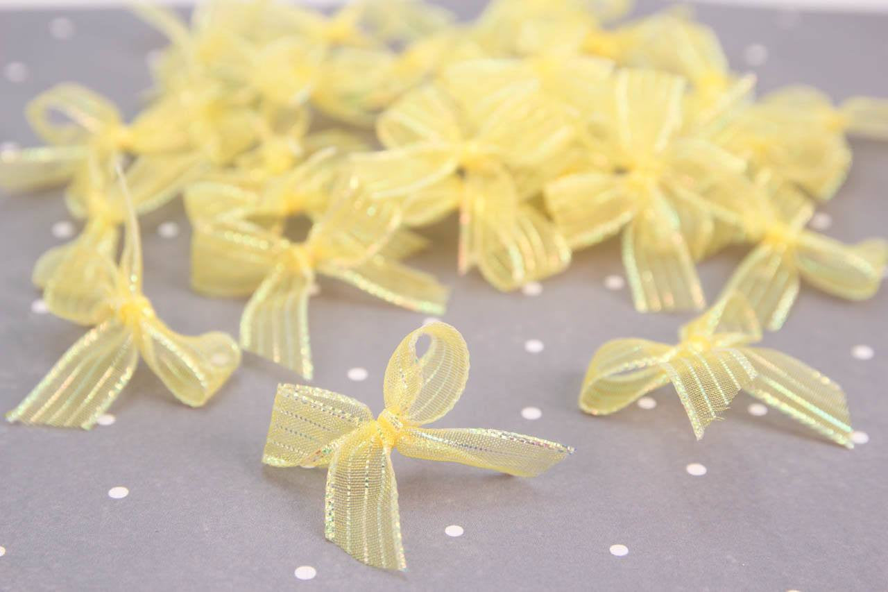 Premade Transparent Sparkling Bow (24 pieces) - Americasfavors