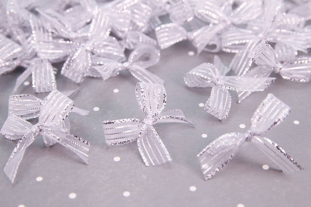 Premade Transparent Sparkling Bow (24 pieces) - Americasfavors