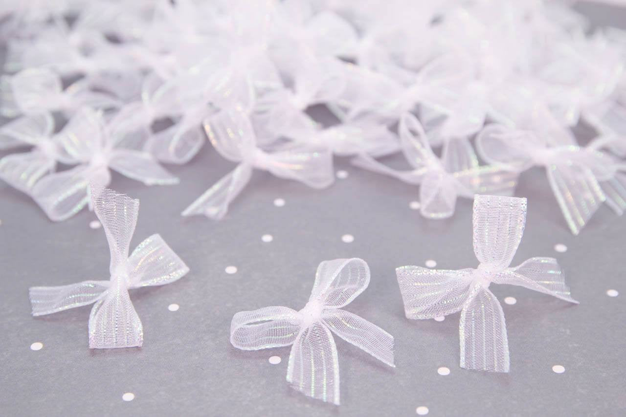 Premade Transparent Sparkling Bow (24 pieces) - Americasfavors