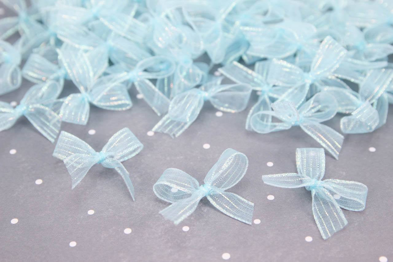 Premade Transparent Sparkling Bow (24 pieces) - Americasfavors