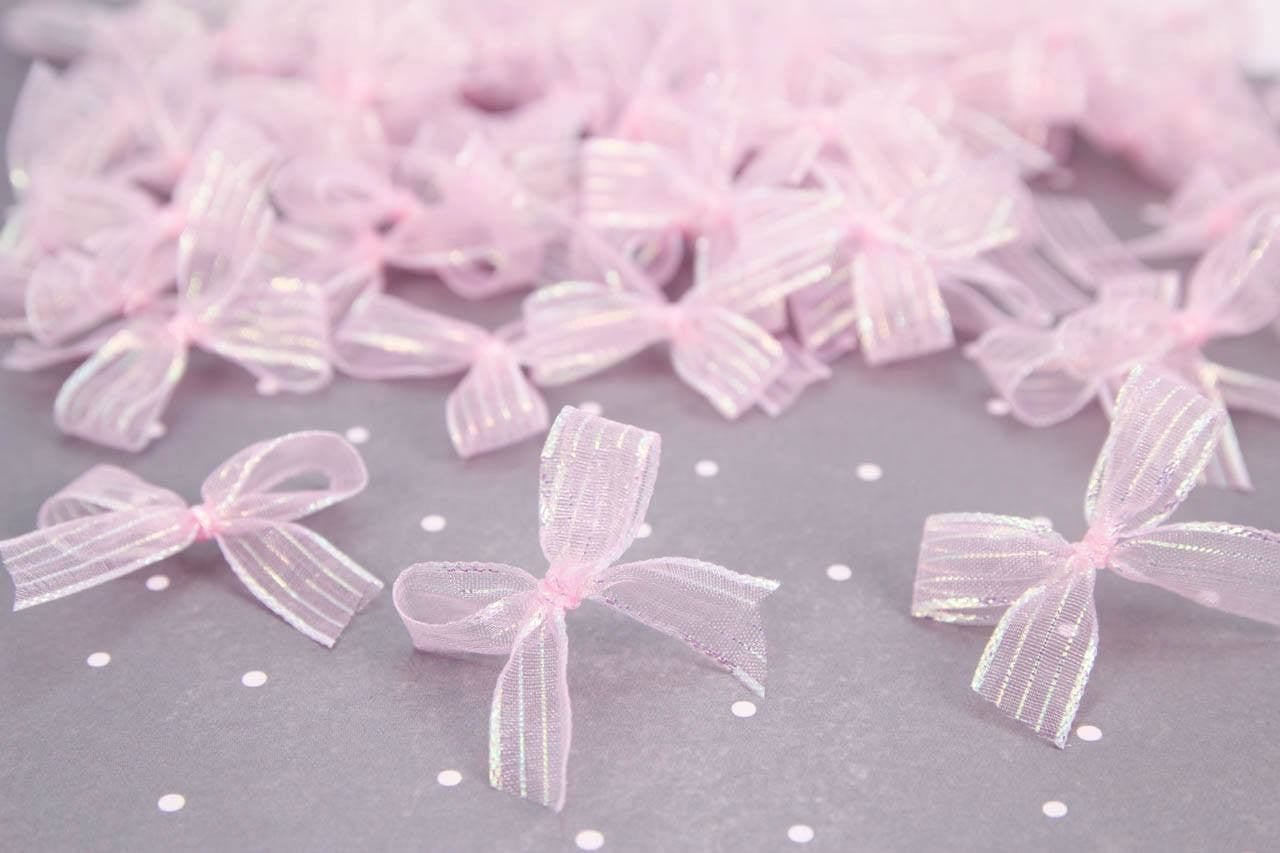 Premade Transparent Sparkling Bow (24 pieces) - Americasfavors