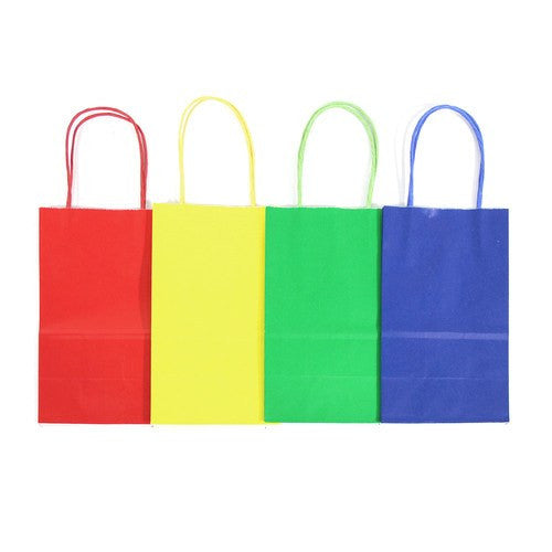 12 pcs- Assorted Primary Color Kraft Bags 5" x 8.25"