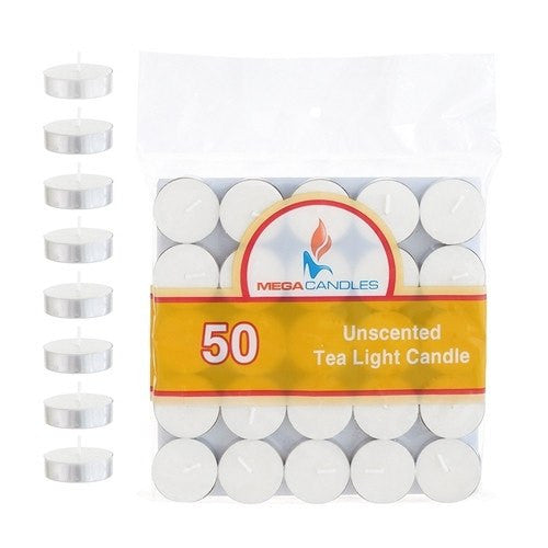 50 pcs- White Tea Light Unscented Candles