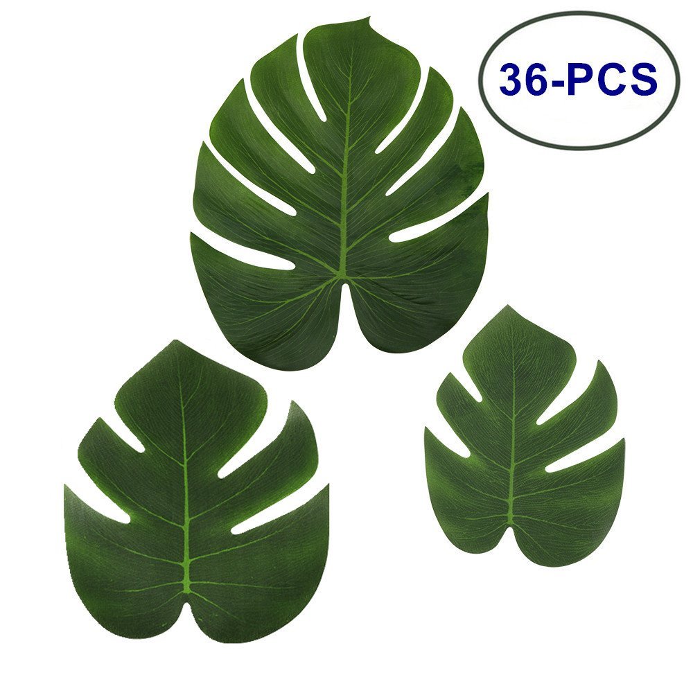 36 pcs, 3 Sizes Artificial Silk Fabric Monstera Decoration Leaves